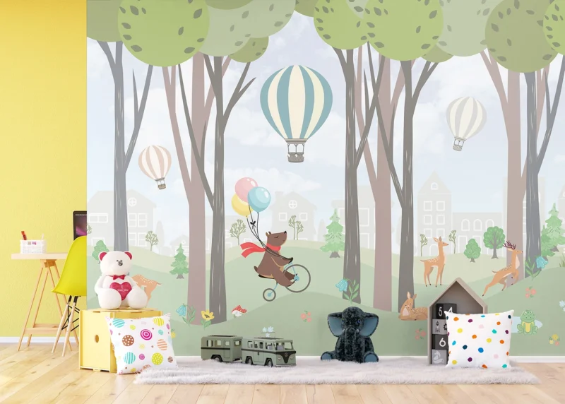 Wall Mural Bear with Balloons, 375 x 270 cm, FT5P 3095