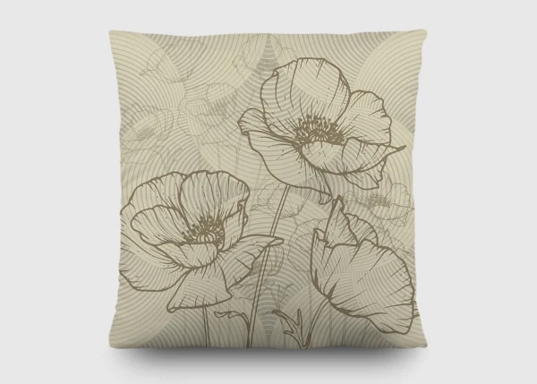 Cushion Peonies Silhouette on Beige, 45 x 45 cm, CN 3626