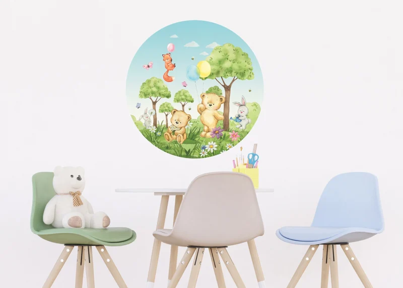 Wall Mural Cute Bears, 70 x 70 cm, CR 3247