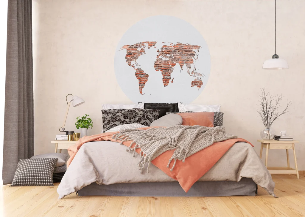 Wall Mural Brick Worldmap, 140 x 140 cm, CR 3330