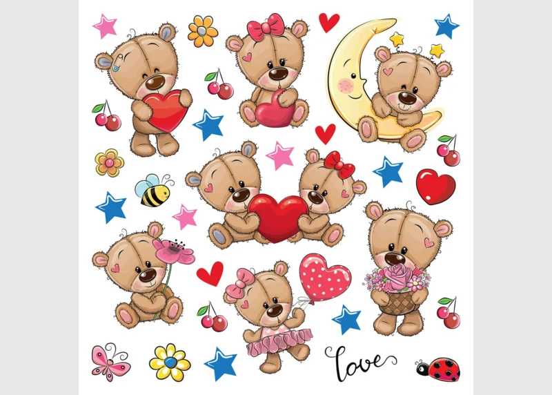 Wall Stickers Bears, 30 x 30 cm, DKS 3913