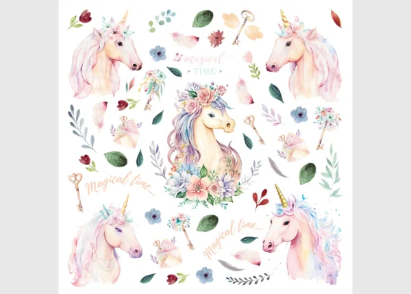 Wall Stickers Watercolor Unicorn, 30 x 30 cm, DKS 3935