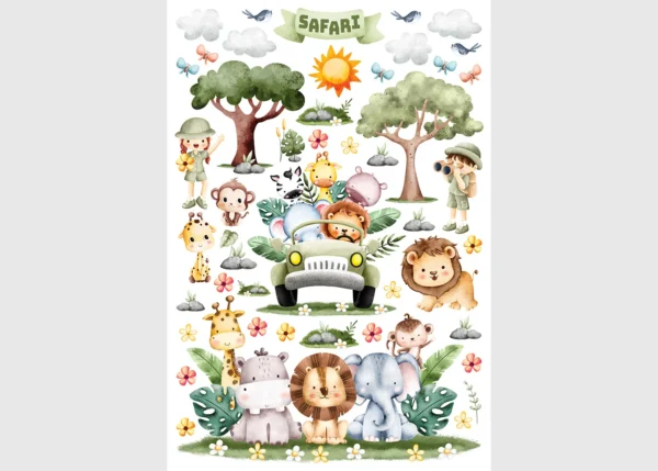 Wall Stickers Safari Animals, 42.5 x 65 cm, DKM 1667