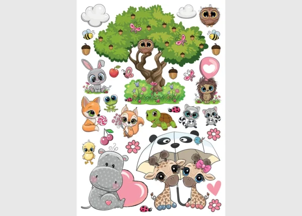 Wall Stickers Cute Animals, 42.5 x 65 cm, DKM 1669