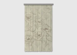 Curtain Peonies Silhouette on Beige, 140 x 245 cm, FCSL 7590