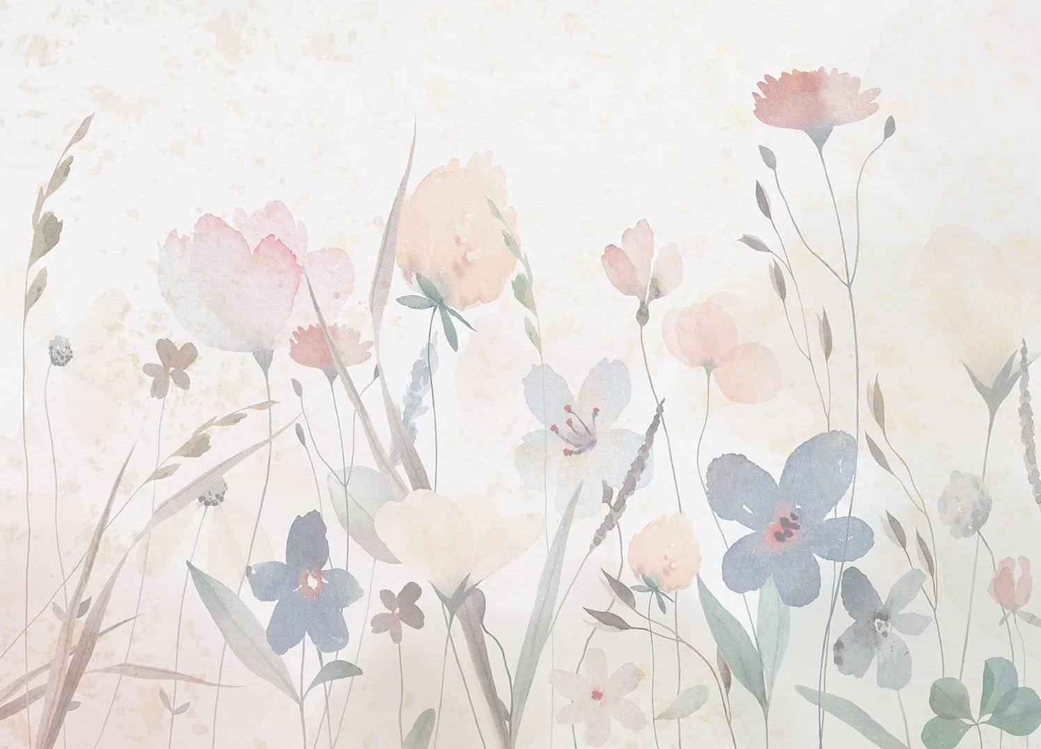 Wall Mural Watercolor Sandy Florals, 375 x 270 cm, FT5P 352261