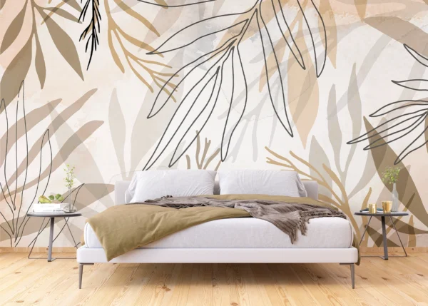 Wall Mural Beige Foliage, 375 x 270 cm, FT5P 3085