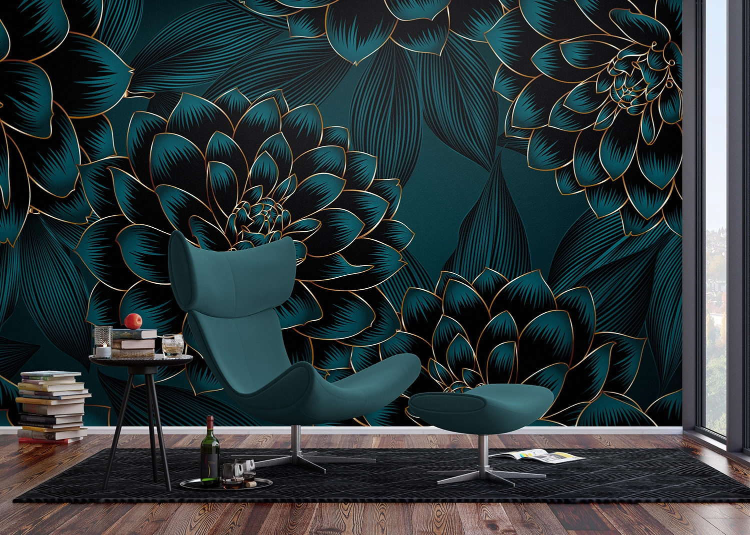 Wall Mural Night Dahlia, 375 x 270 cm, FT5P 3097