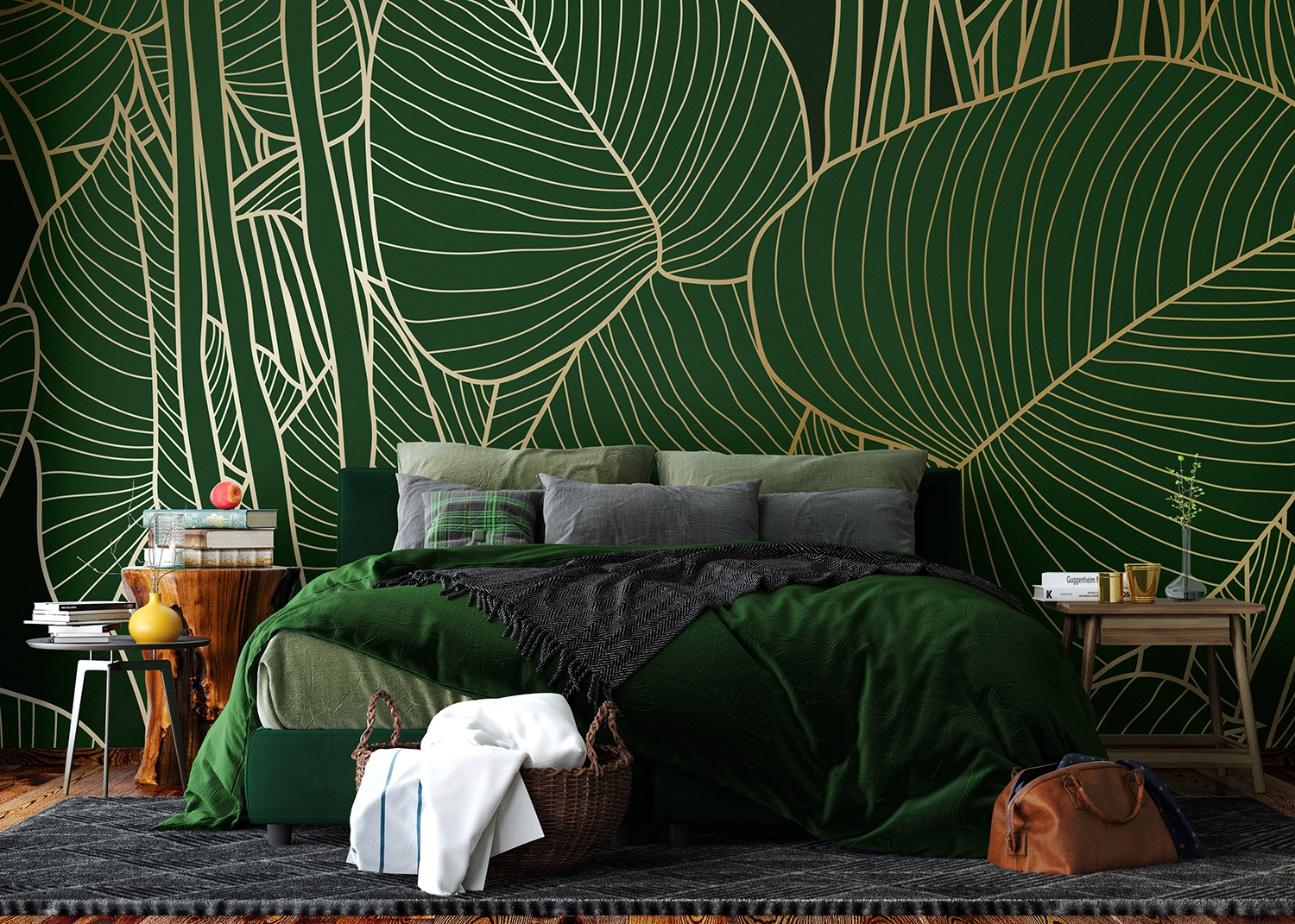 Wall Mural Golden Green, 375 x 270 cm, FT5P 3099