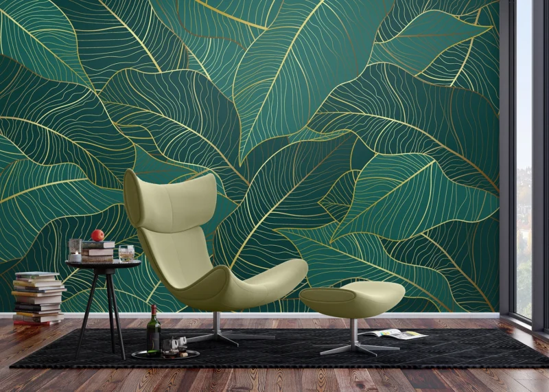 Wall Mural Emerald Leaves, 375 x 270 cm, FT5P 352005