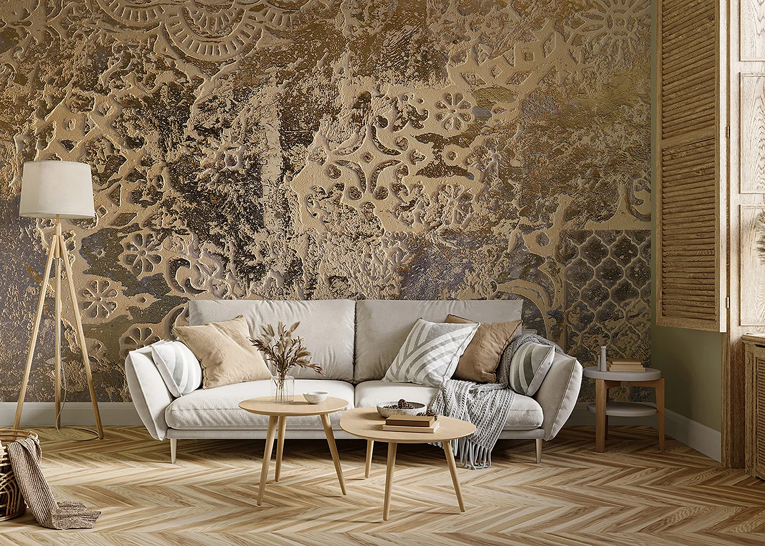 Wall Mural Golden Accents, 375 x 270 cm, FT5P 352043