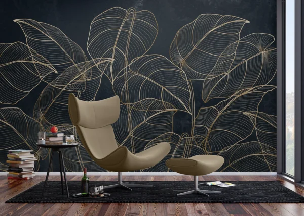 Wall Mural Golden Botanical Lines, 375 x 270 cm, FT5P 352095