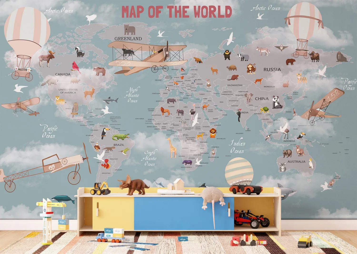 Wall Mural Kids' Aeromap, 375 x 270 cm, FTD5P 352241