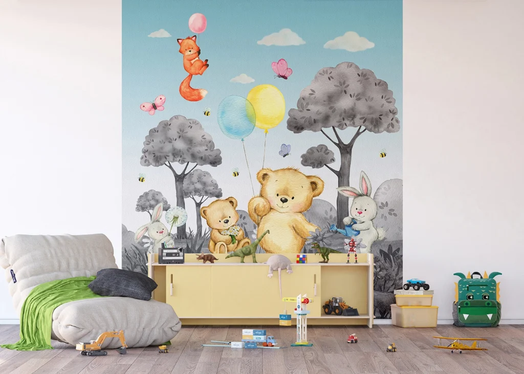 Wall Mural Cute Bear B/W, 225 x 270 cm, FTD3P 5163