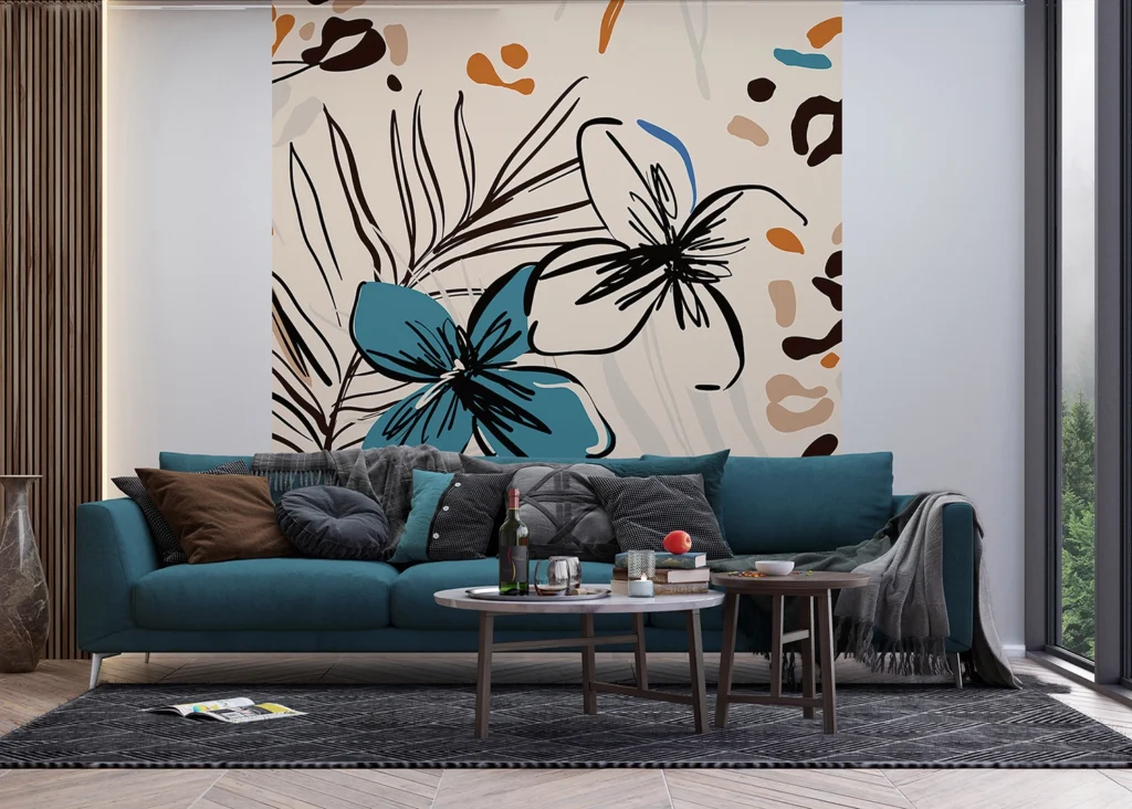 Wall Mural Graphical Florals, 225 x 270 cm, FT3P 5915