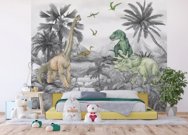 Wall Mural Faded Dino World, 300 x 270 cm, DTD4P 5091