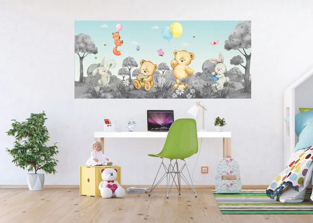 Wall Mural Cute Bears B/W, 170 x 75 cm, FTDNH 5511