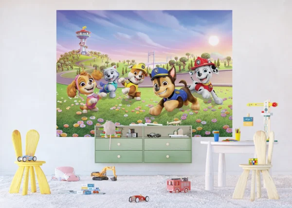 Wall Mural Paw Patrol Pups on the Flower Field, 252 x 182 cm, FTDXL 2063