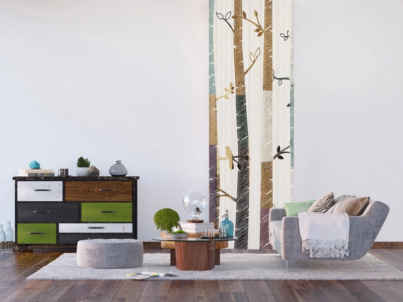 Wall Mural Drawn Trees, 90 x 270 cm, FTNVL 3701