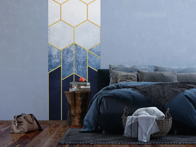 Wall Mural Blue Hexagons, 90 x 270 cm, FTNVL 3725