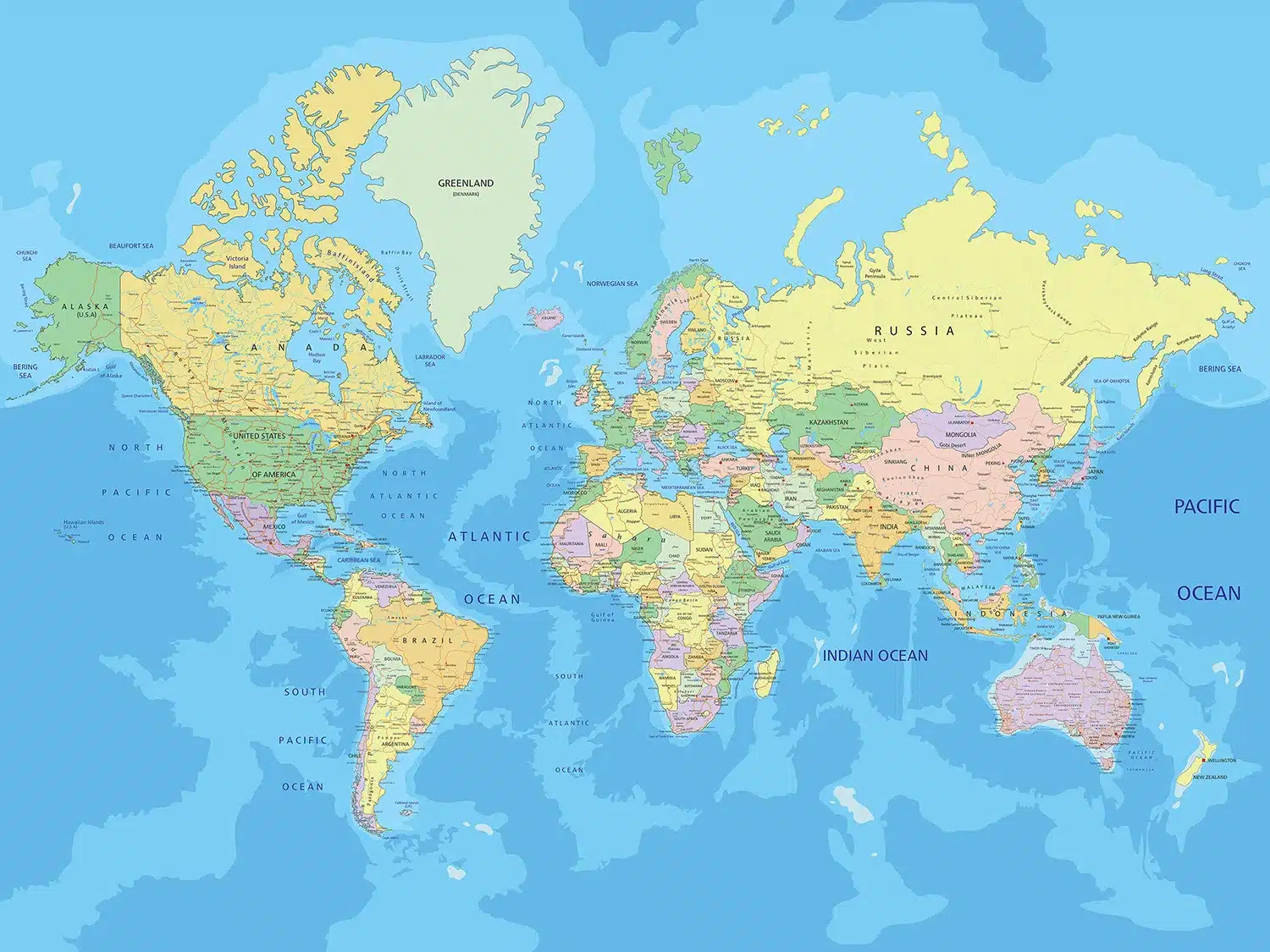 Wall Mural World Map, 375 x 270 cm, FTNXXL 2495