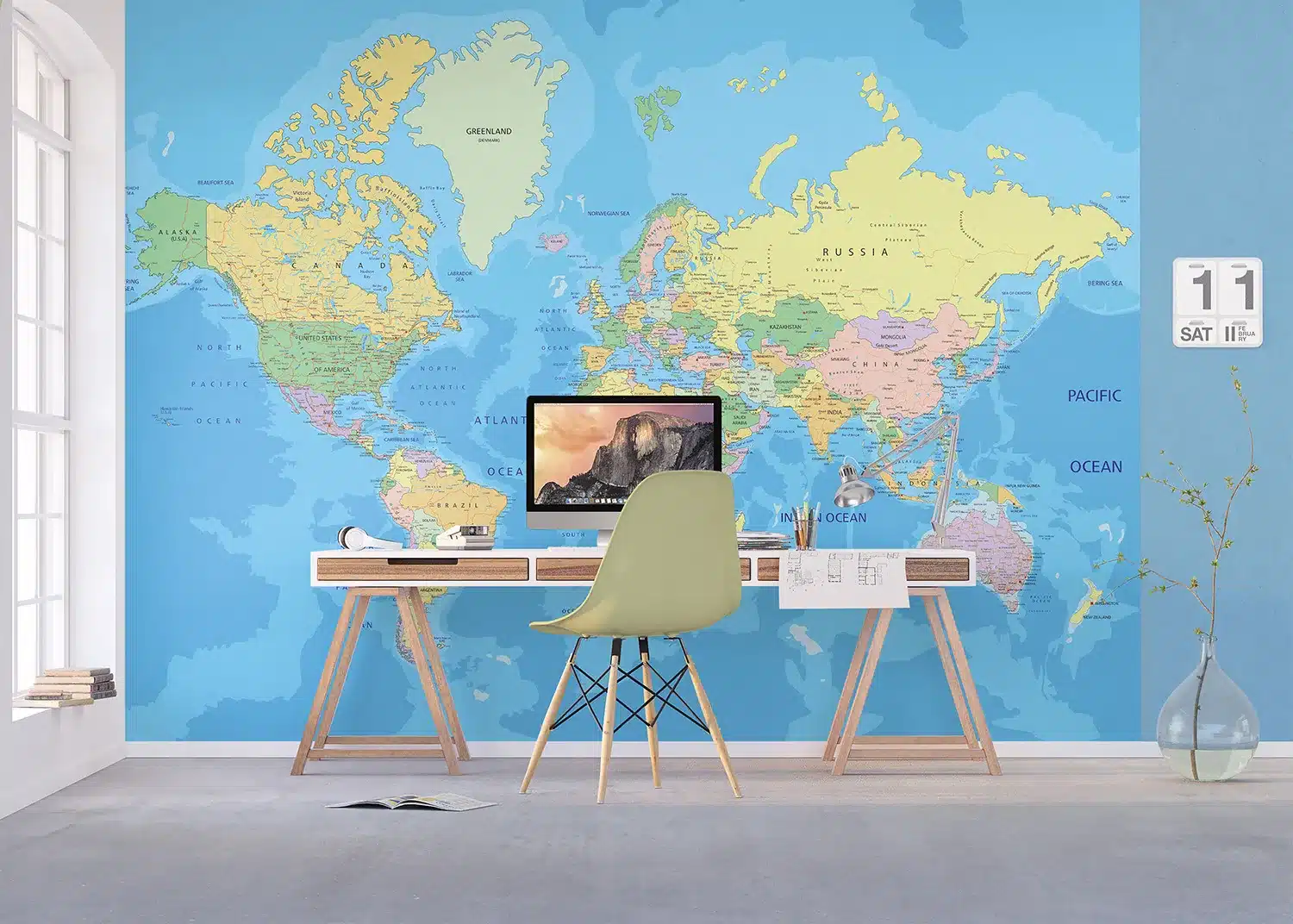 Wall Mural World Map, 375 x 270 cm, FTNXXL 2495