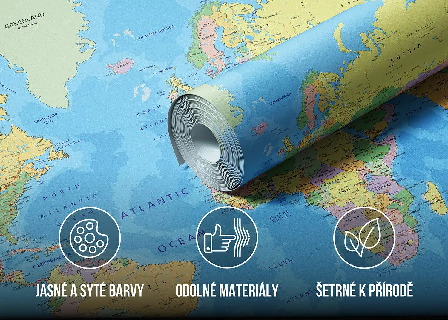 Wall Mural World Map, 375 x 270 cm, FTNXXL 2495 4