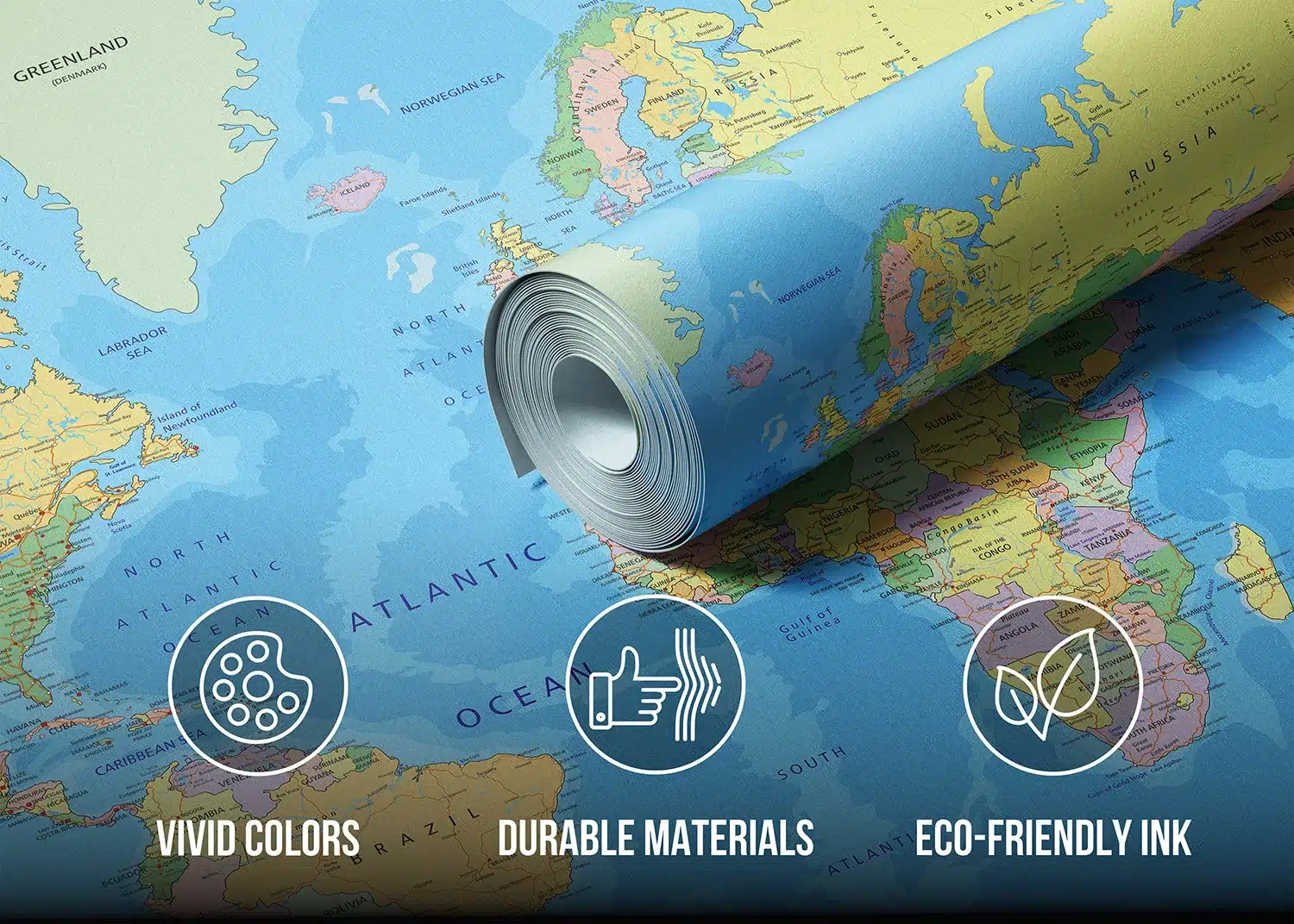 Wall Mural World Map, 375 x 270 cm, FTNXXL 2495 4