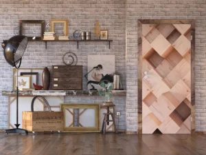 Wall Mural Wooden Cubes, 90 x 202 cm, FTNV 2931