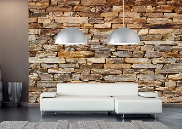 Wall Mural Beige Stone Wall, 360 x 254 cm, FTS 1319