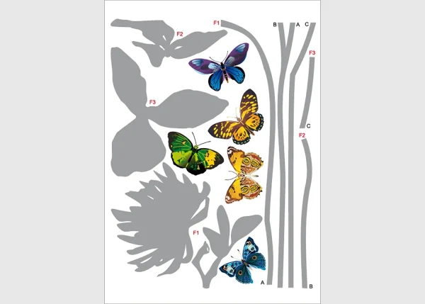 Wall Sticker Butterflies, 65 x 85 cm, F 0405