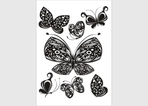 Wall Stickers Black Flock Butterflies, 65 x 85 cm, F 0459