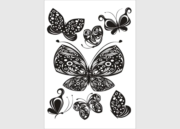 Wall Stickers Black Flock Butterflies, 65 x 85 cm, F 0459