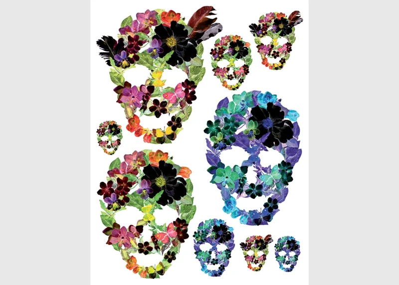 Wall Stickers Skulls of Flowers, 65 x 85 cm, F 1060