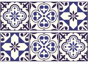 Wall Stickers Blue Tiles Pattern, 42,5 x 65 cm, SM 3448