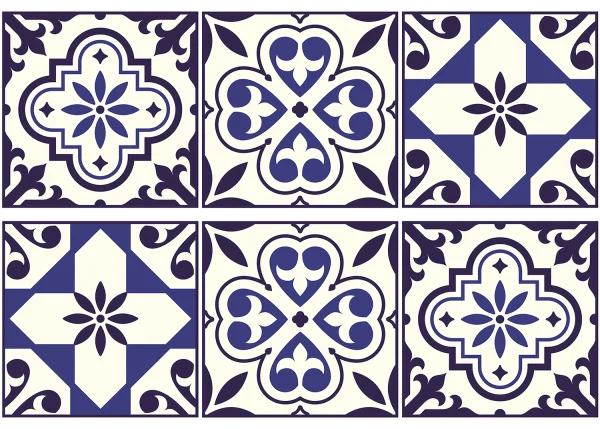 Wall Stickers Blue Tiles Pattern, 42,5 x 65 cm, SM 3448