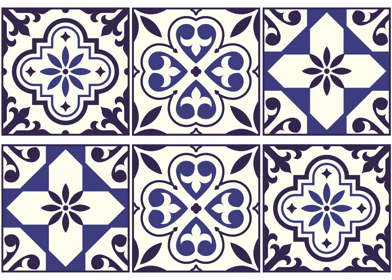 Wall Stickers Blue Tiles Pattern, 42,5 x 65 cm, SM 3448