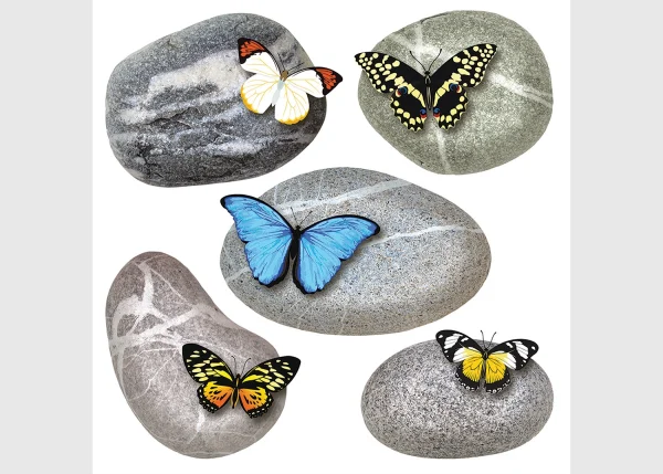 Wall Stickers Butterflies on Stones, 30 x 30 cm, SS 3853