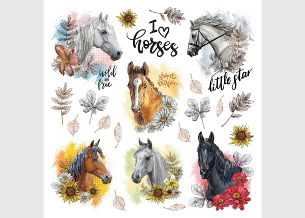 Wall Stickers Horses, 30 x 30 cm, SS 3887