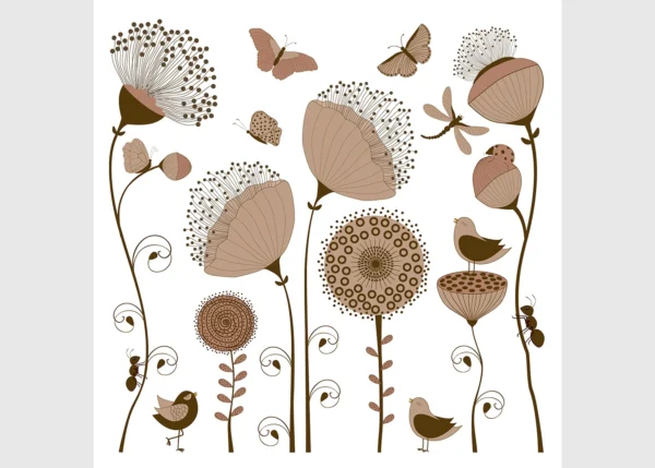 Wall Stickers Simple Flowers, 30 x 30 cm, SS 3899