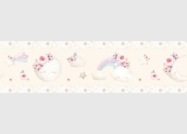 Wall Border Beige Watercolor Moon | 5 m x 13.8 cm | WBD 8045