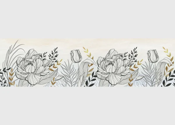 Wall Border Calligraphic Flowers | 5 m x 13.8 cm | WB 8419