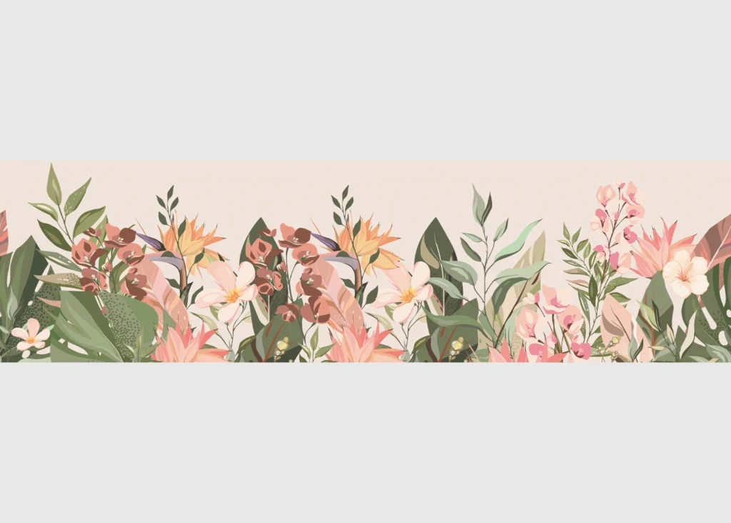 Wall Border Blooming Garden | 5 m x 13.8 cm | WB 8425