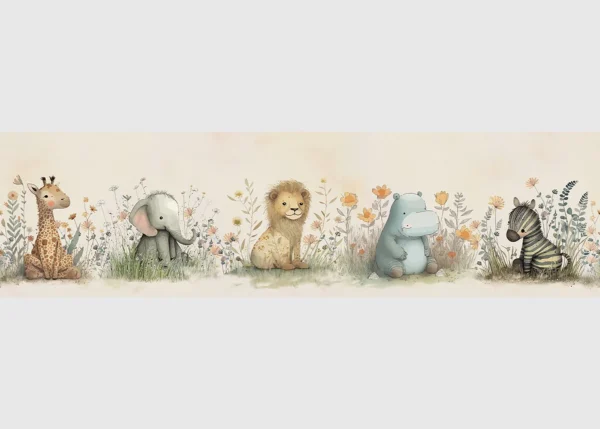 Wall Border Cute Watercolor Animals | 5 m x 13.8 cm | WBD 8467