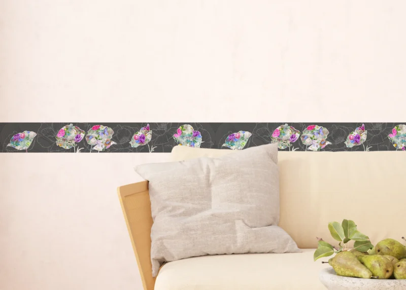 Wall Border Dark Flower Applique | 5 m x 13 .8 cm | WB 8246 - Image 4