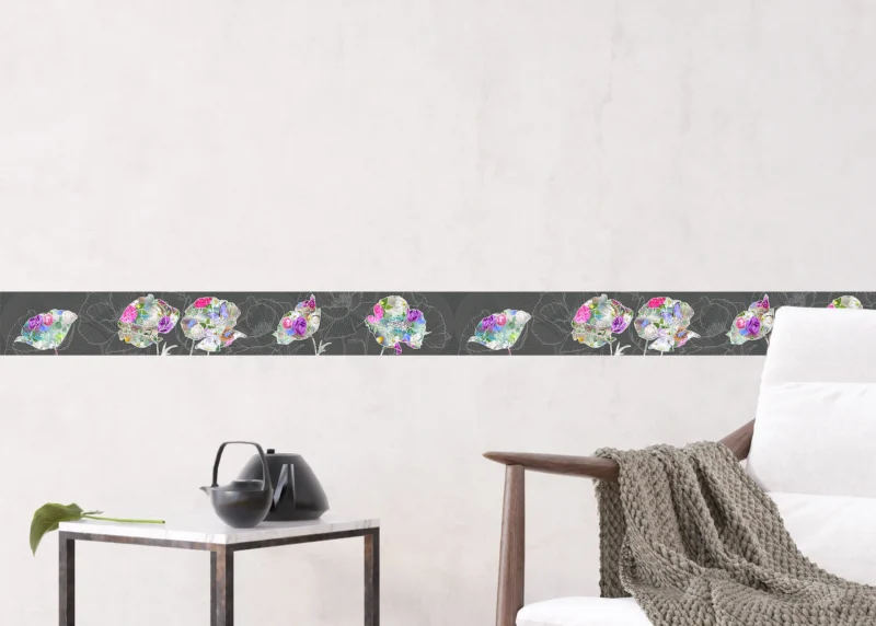 Wall Border Dark Flower Applique | 5 m x 13 .8 cm | WB 8246 - Image 6