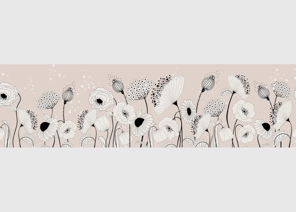 Wall Border Blossom Sketch | 5 m x 13.8 cm | WB 8409