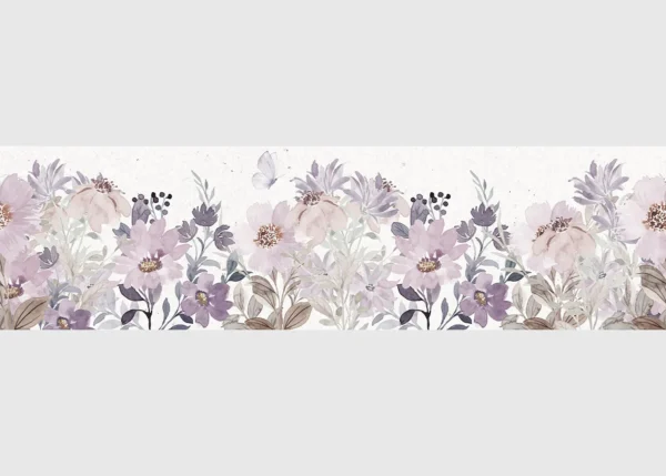 Wall Border Purple Watercolor Blossom | 5 m x 13.8 cm | WB 8481