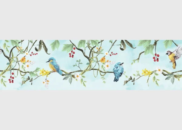 Wall Border Blue Spring Birds | 5 m x 13.8 cm | WB 8497