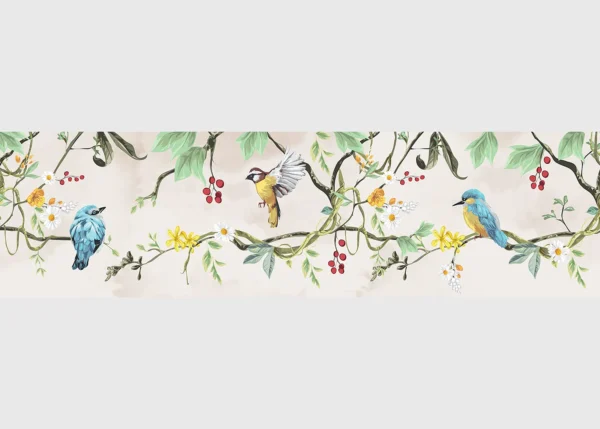 Wall Border Beige Spring Birds | 5 m x 13.8 cm | WB 8499